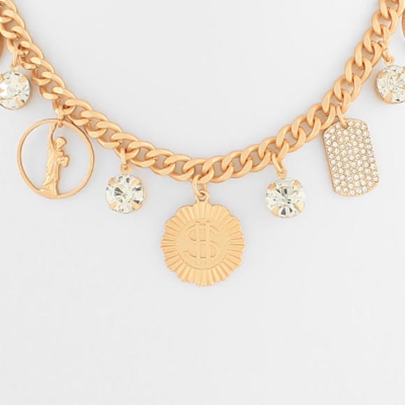 Pave & Multi Shape Coin Necklace - Picture 2 of 2